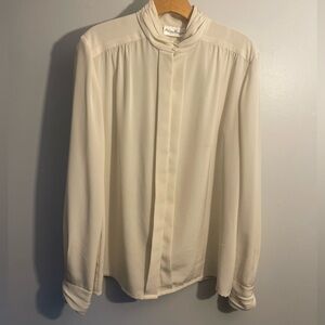 Vintage Philippe Marques long sleeve high neck off white blouse. 1X